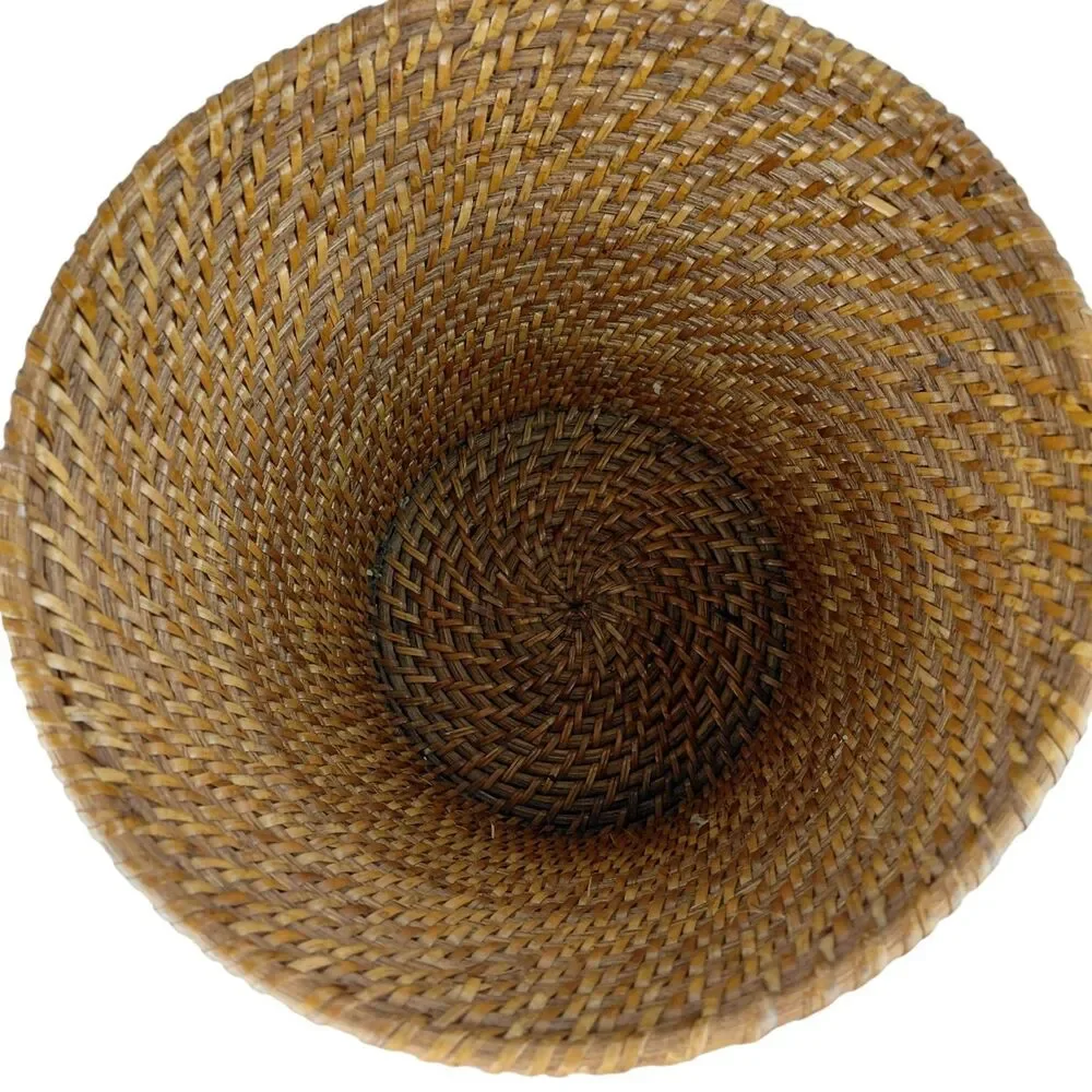 Crate & Barrel Sedona Honey Tapered Waste Basket Trash Can Plant Basket